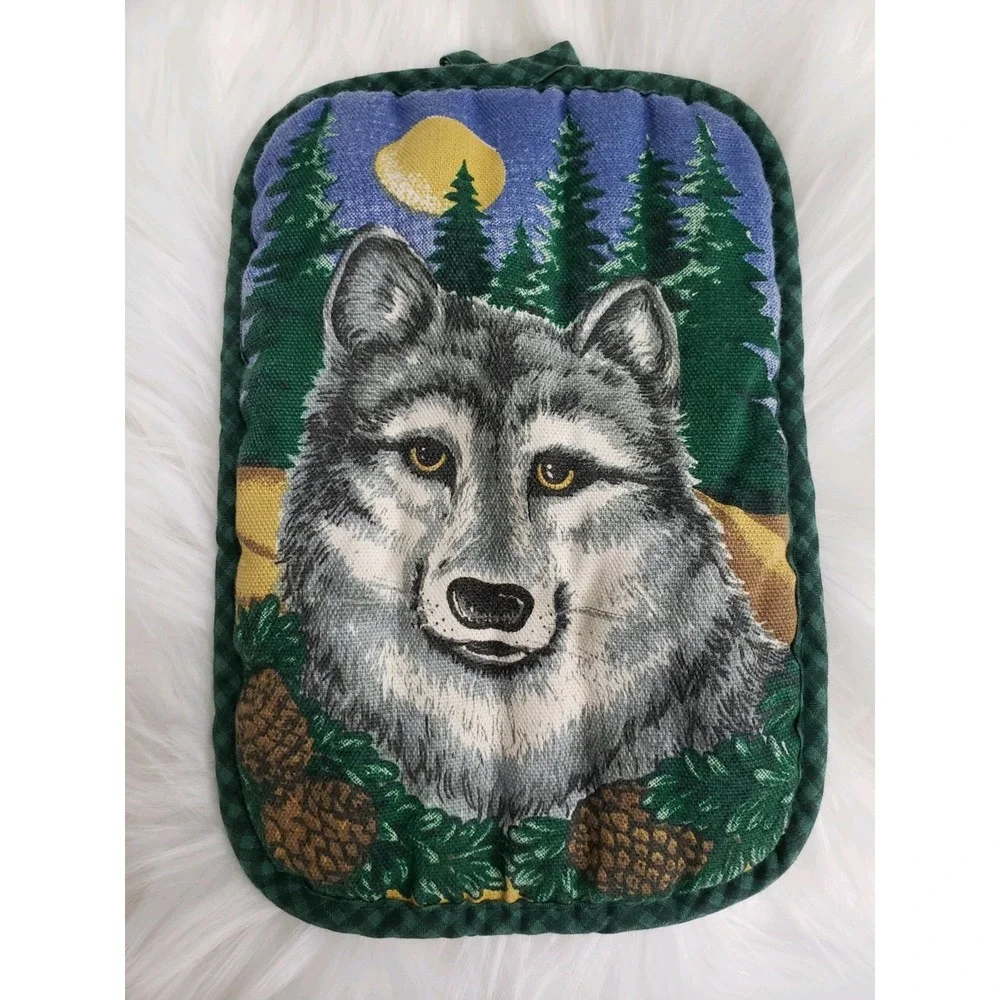 Vintage 70's Quilted Pot Holder  Kitchen Decor 80s wolf cabin‎ cottagecore retro